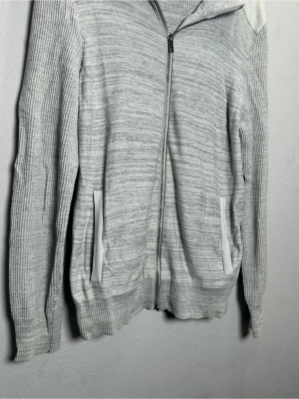 Calvin Klein Light Gray Zip-Up Knit Jacket